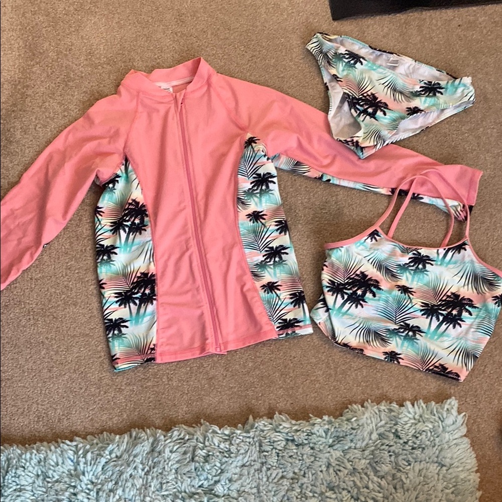 Tropical Pink Kids Swim Set - size 14 girls